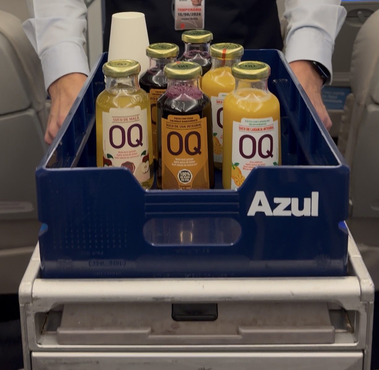 Azul inclui sucos da OQ em voos internacionais para EUA e Europa